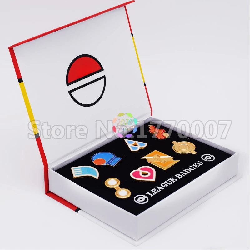Gym Badges Kanto Johto Hoenn Sinnoh Unova Kalos League Region Pins Brooches Orange Islands Box Collection Pocket Monster