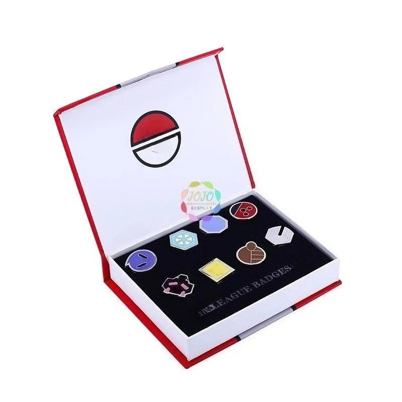 Gym Badges Kanto Johto Hoenn Sinnoh Unova Kalos League Region Pins Brooches Orange Islands Box Collection Pocket Monster