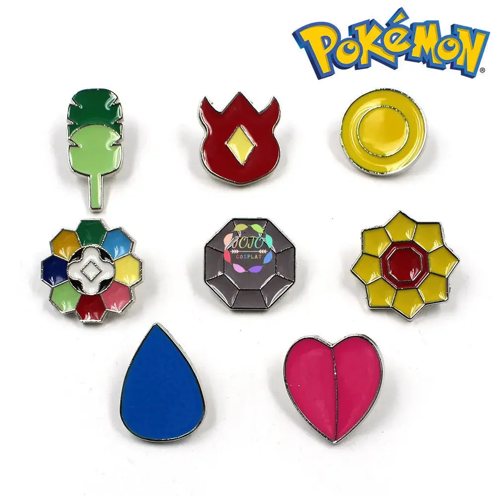 Gym Badges Kanto Johto Hoenn Sinnoh Unova Kalos League Region Pins Brooches Orange Islands Box Collection Pocket Monster