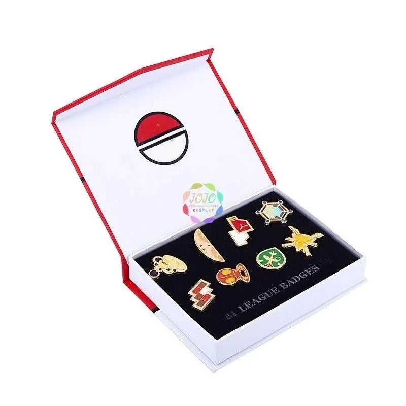 Gym Badges Kanto Johto Hoenn Sinnoh Unova Kalos League Region Pins Brooches Orange Islands Box Collection Pocket Monster