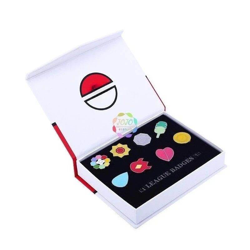 Gym Badges Kanto Johto Hoenn Sinnoh Unova Kalos League Region Pins Brooches Orange Islands Box Collection Pocket Monster