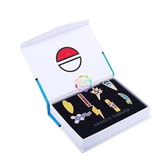 Gym Badges Kanto Johto Hoenn Sinnoh Unova Kalos League Region Pins Brooches Orange Islands Box Collection Pocket Monster