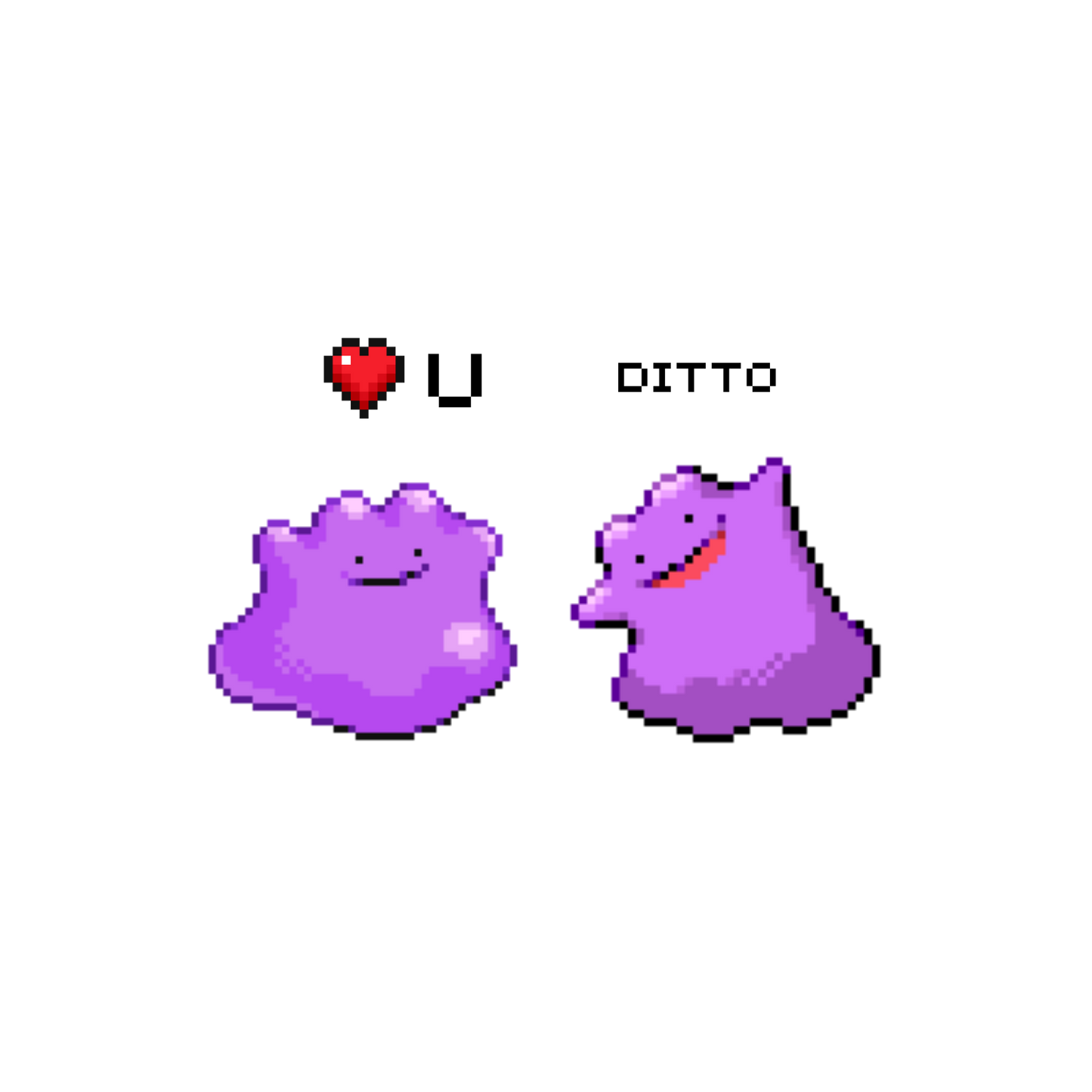 Ditto "Love you" Pokemon T-Shirt - cute pixel art - 100% cotton